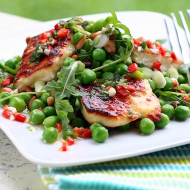 Grilled-Halloumi-with-Peas-Pine-Nuts-Broad-Beans-and-Rocket-edited